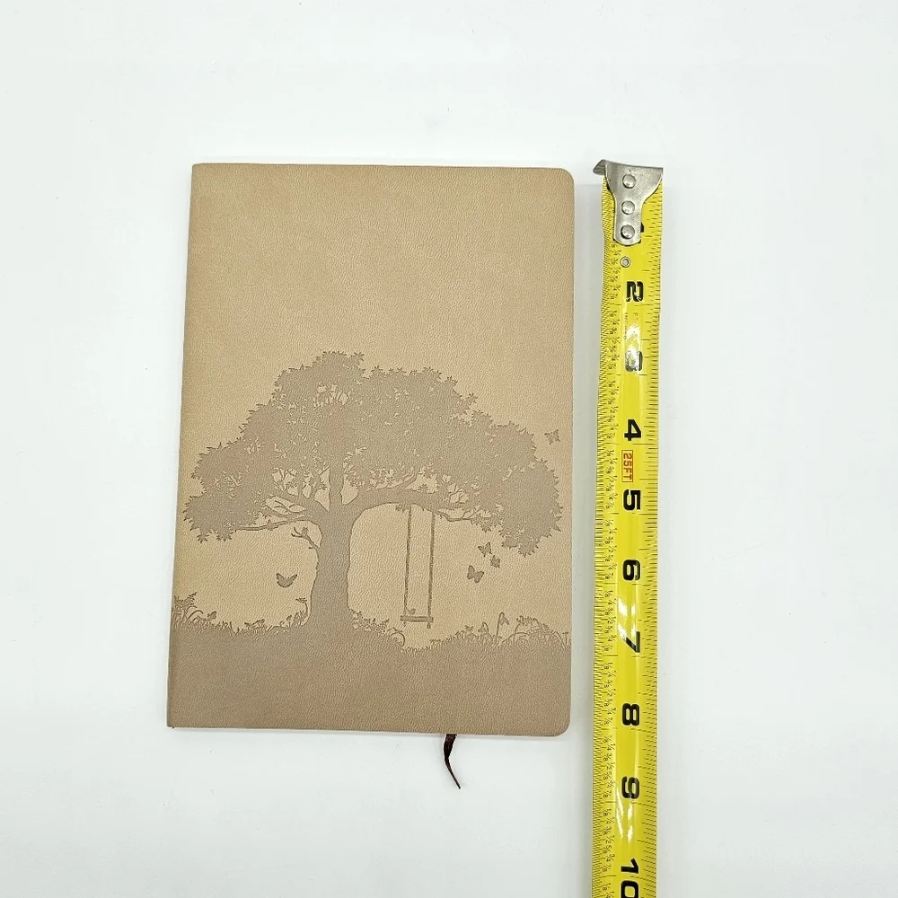 Tree of Life Faux Leather Journal Bamboo Pen Inspirational Bookmark Set Tan Gree